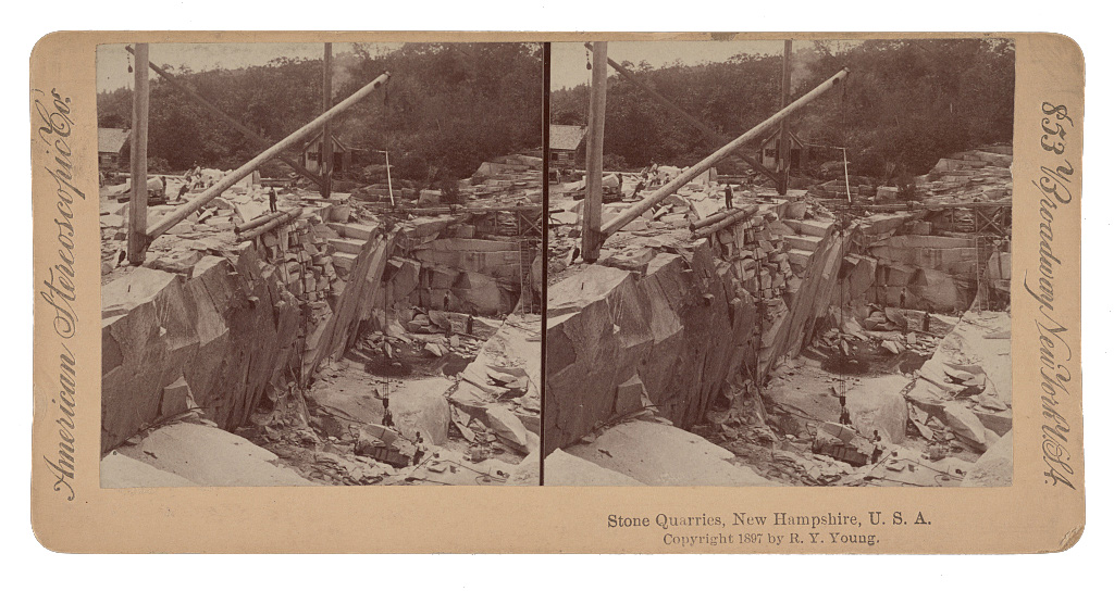 Stereoscopic view of New Hampshire quarry, c. 1897